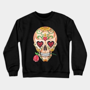 Sugar skull in love day of the dead. Crewneck Sweatshirt